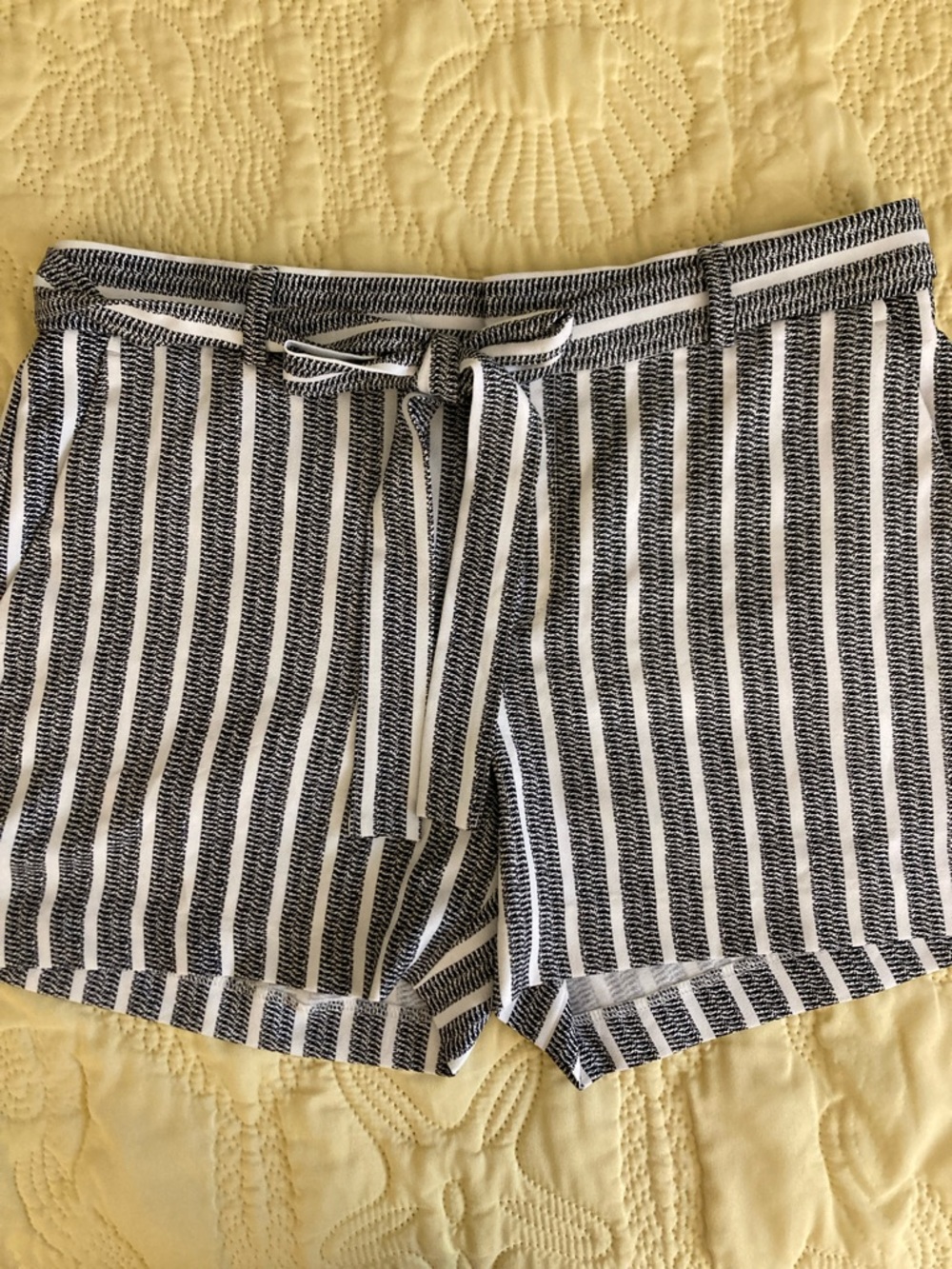 Banana Republic Striped zipper Drawstring Shorts in Black and White size 6